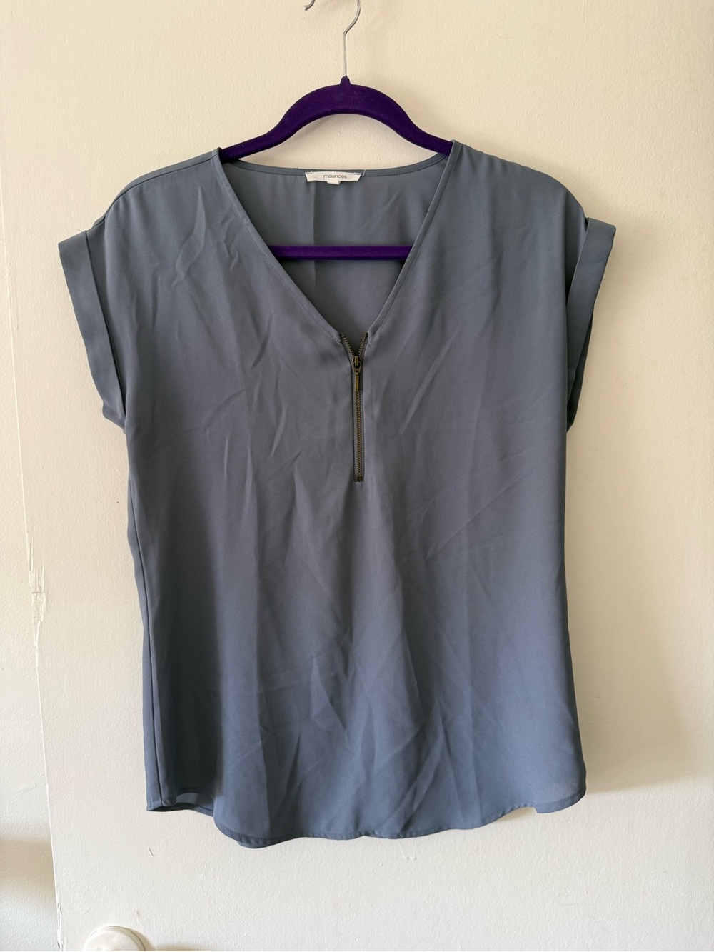 Slate Grey Zip-Front Women's Top
